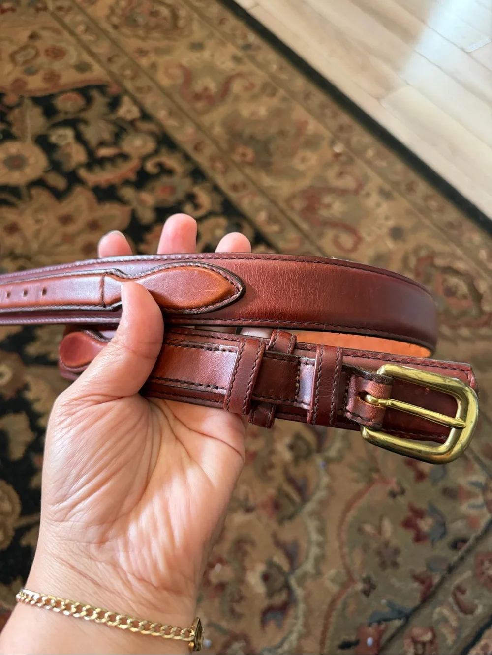 Cabela's Chestnut Brown Leather Belt with Brass Buckle